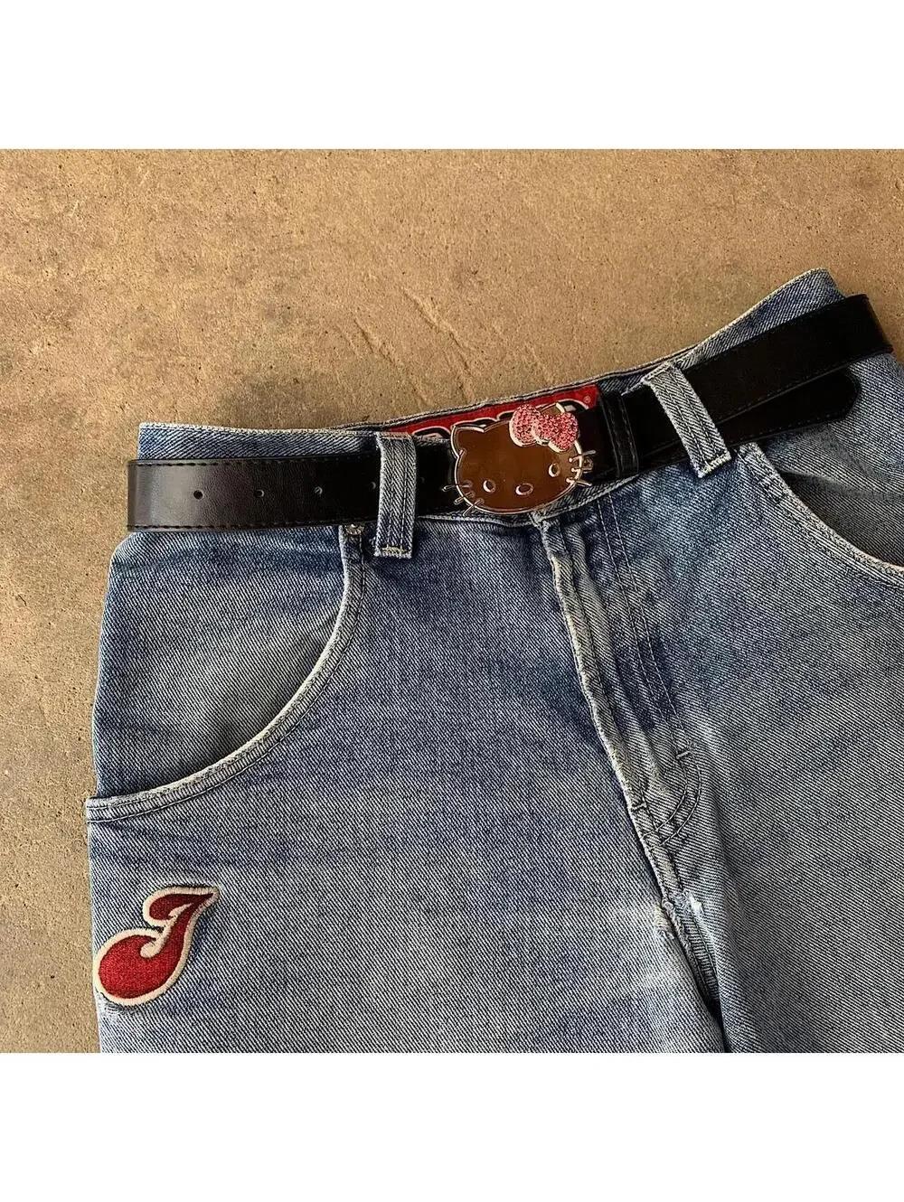 Y2K Black Pink Hello Kitty Belt